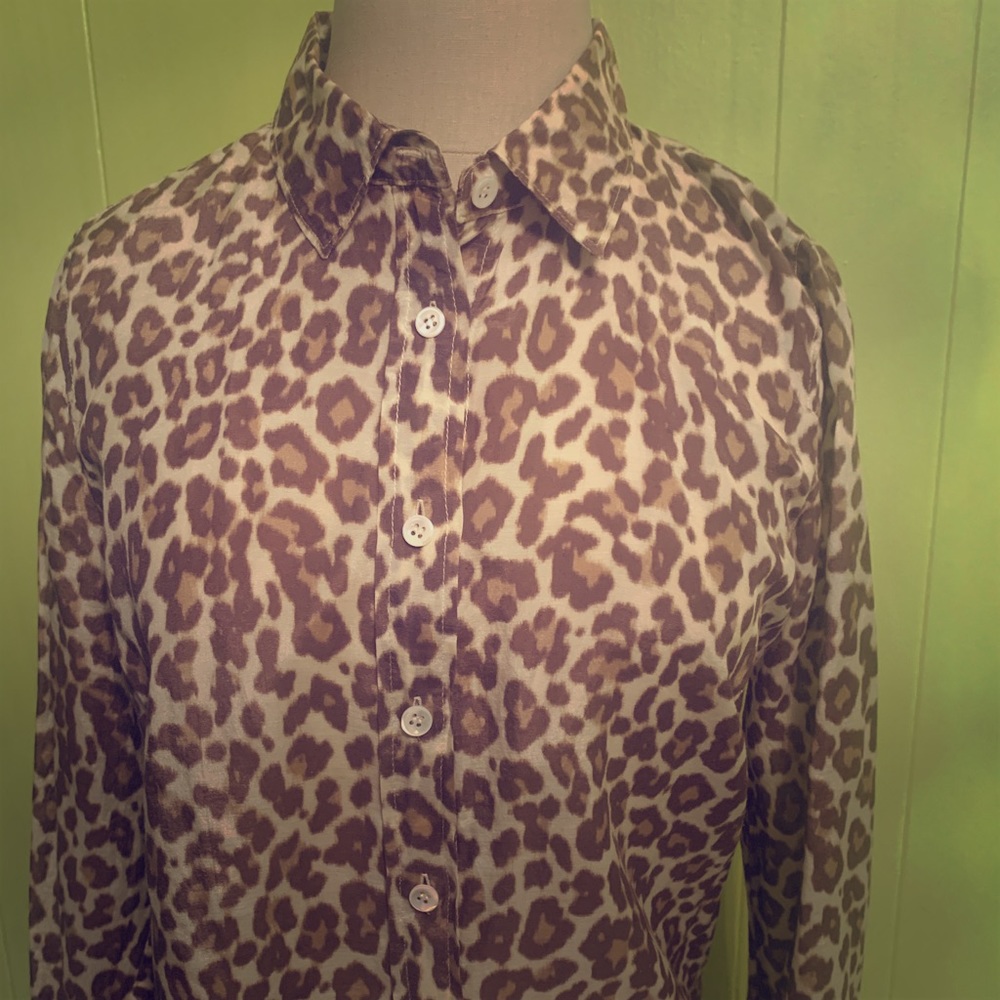 J.Crew Silk/Cotton Leopard Dress Shirt